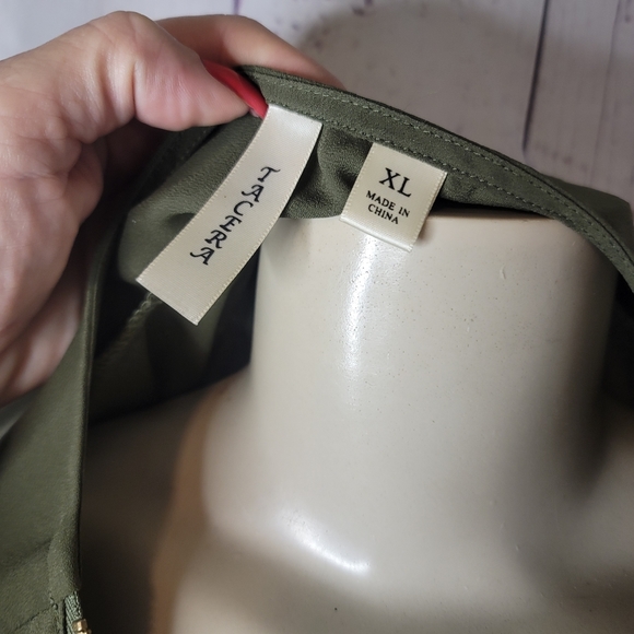 Tacera Olive Green Blouse With a Zipper style look - Picture 3 of 7